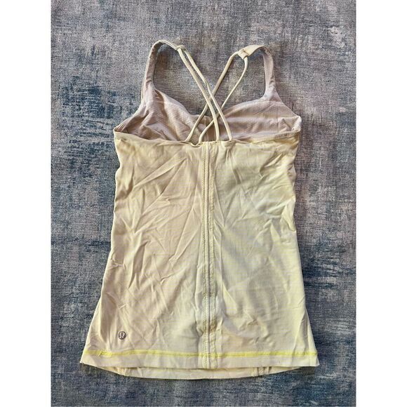 Lululemon Free To Be Tank Slope Stripe Polar Cream Clarity Yellow Size 4 - Picture 7 of 7